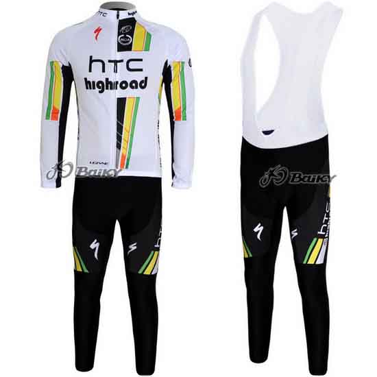 2011 Maillot HTC Highroad Tirantes Mangas Largas Negro Y Blanco